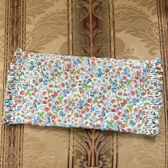 Vintage quilted Ruffle envelope pouch travel bag strawberry vines print - Picture 7 of 7